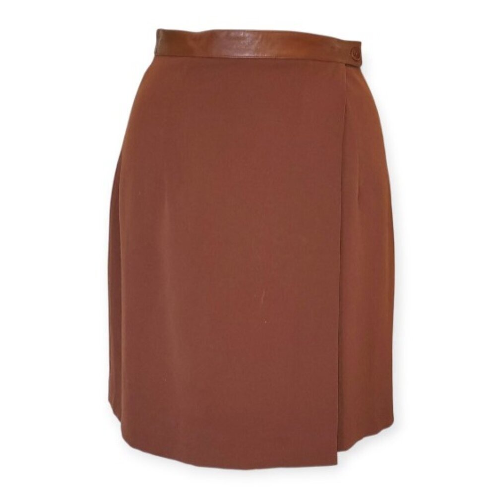 Manigance Burnt Orange / Tan Knee Length Wrap Skirt - 8